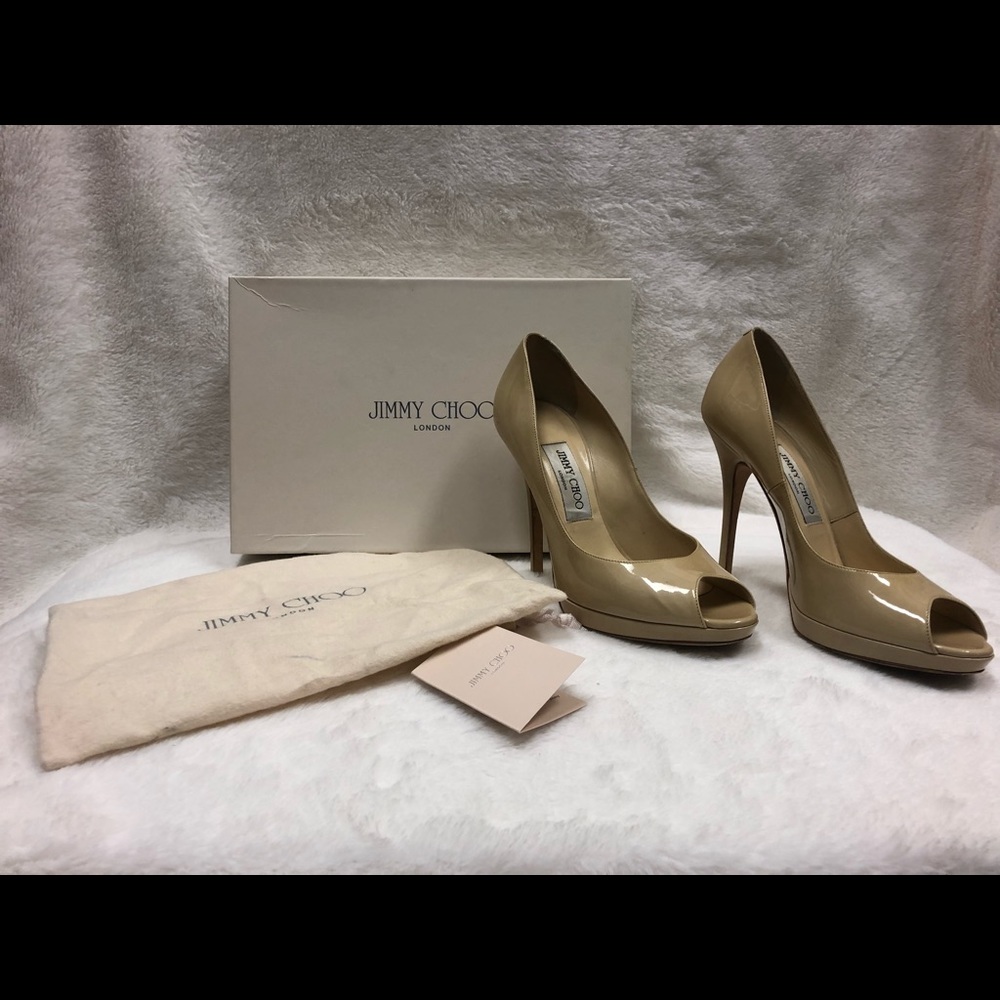 JIMMY CHOO Patent Leather Nude Pump